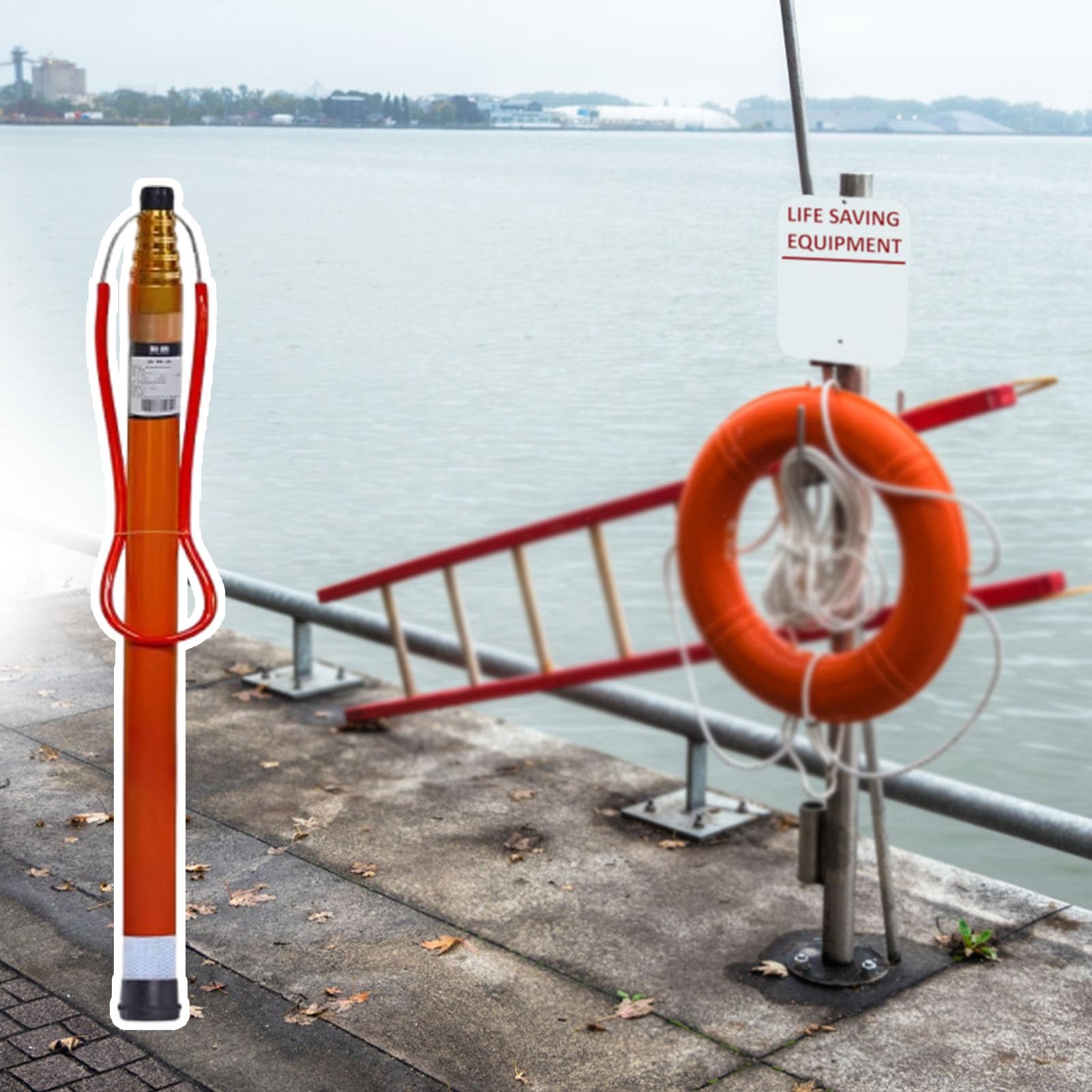 Oracra 1.2-5.5m Professional Rescue Pool Safety Hook with Rod, Water Parks/Swim Club/Beach Life-Saving Equipment, Multi-use Adjustable Rescue Pole