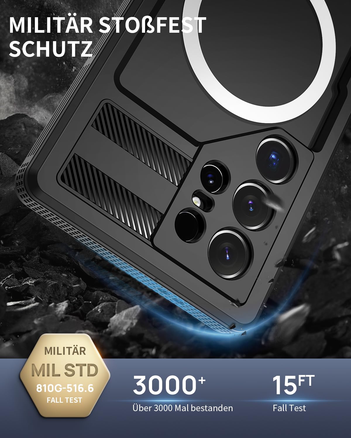 für Samsung Galaxy S26 Ultra 5G Hülle Wasserdicht Kompatibel mit Magsafe, HandyHülle S26 Ultra IP68 wasserdichte 360 Schutzhülle,Stoßfest Outdoor Panzerhülle mit Displayschutz,Schwarz