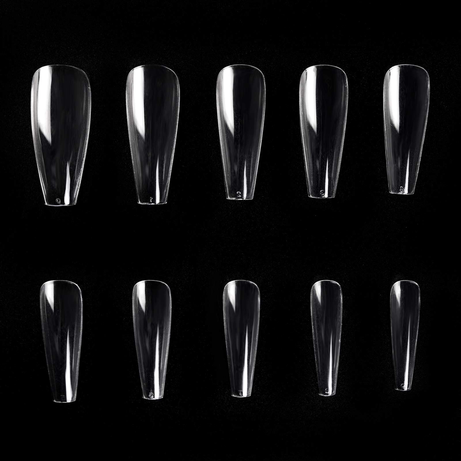 KADS 500pcs False Trapezoid Nail Tips Press on Nails Fake Nails Full Cover Acrylic Nails False Nail Tips 10 Sizes (Trapezoid, Transparent)
