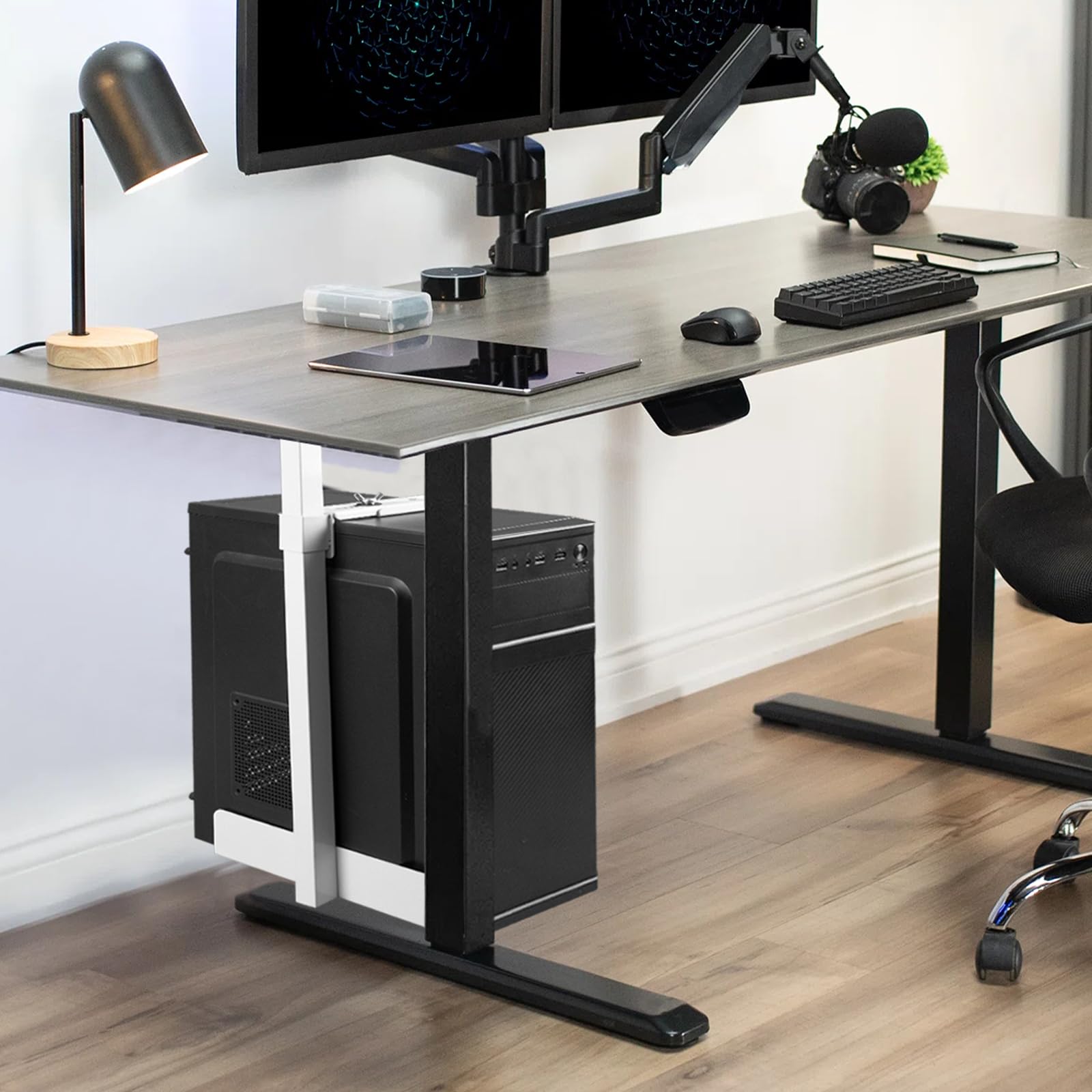 Pc-houder Onder Bureau - 360° Draaibare Volledig Stalen Computerhouder Verstelbaar 50-530mm Tot 35kg
