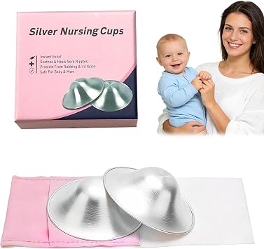 2PCS Silverette Nursing Cups,Silver Nursing Cups,Silver Nipple Shields for Breastfeeding,Protect and Soothe,Silver Cups Breastfeeding NewbornsRegular