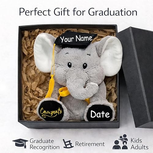 Miniatura 4 de Fiesta Regalo de graduación personalizado de peluche – Elefante de la clase 2026 con nombre personalizado y fecha de recuerdo para graduados, niños,