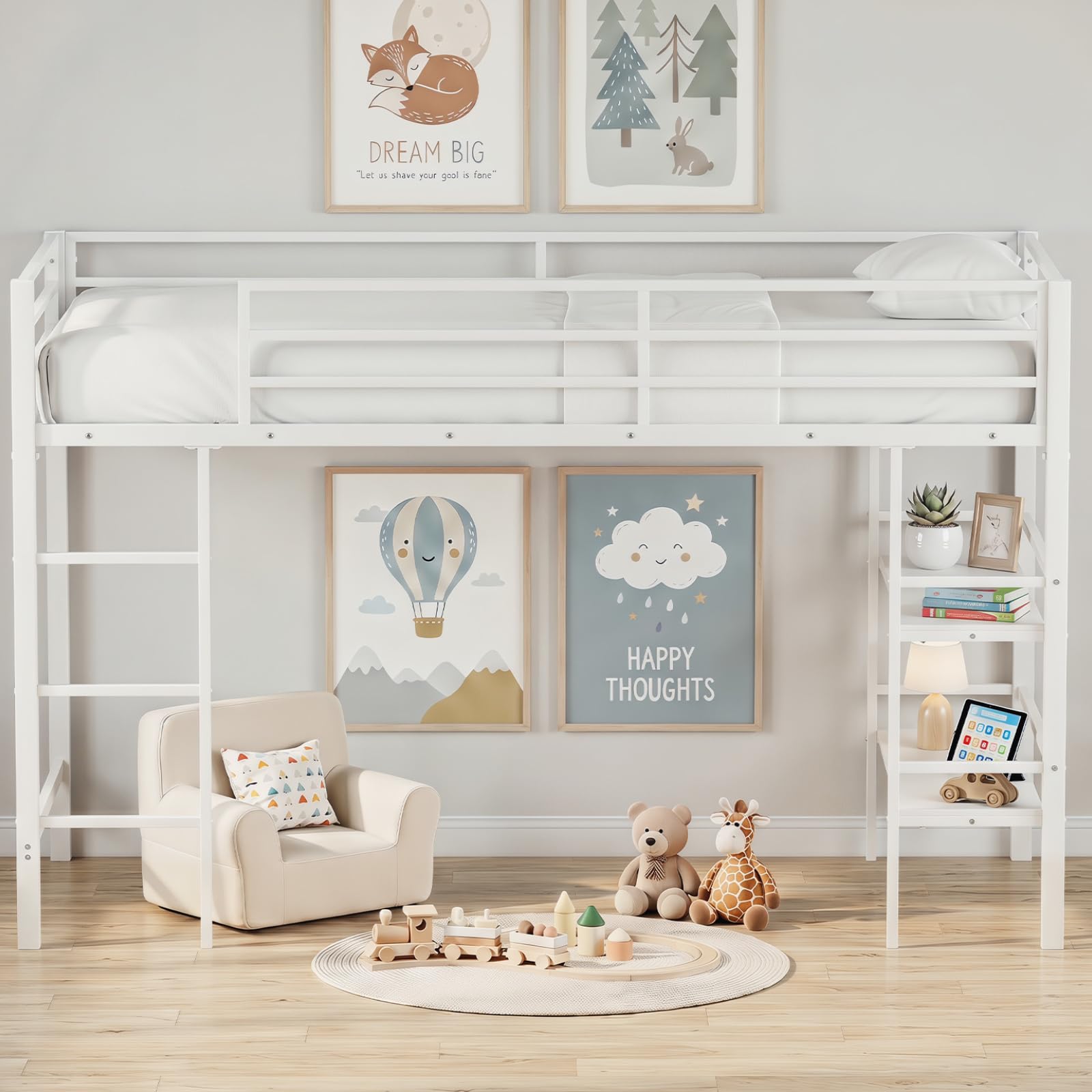 Maxmass Kids Metal Bunk Bed, 3FT Children Loft Bed