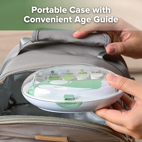 Miniatura 7 de haakaa Lima de uñas eléctrica para bebé con luz LED, cortaúñas para recién nacidosbebésadultos, 6 cabezales de repuesto y estuche de almacenamiento,