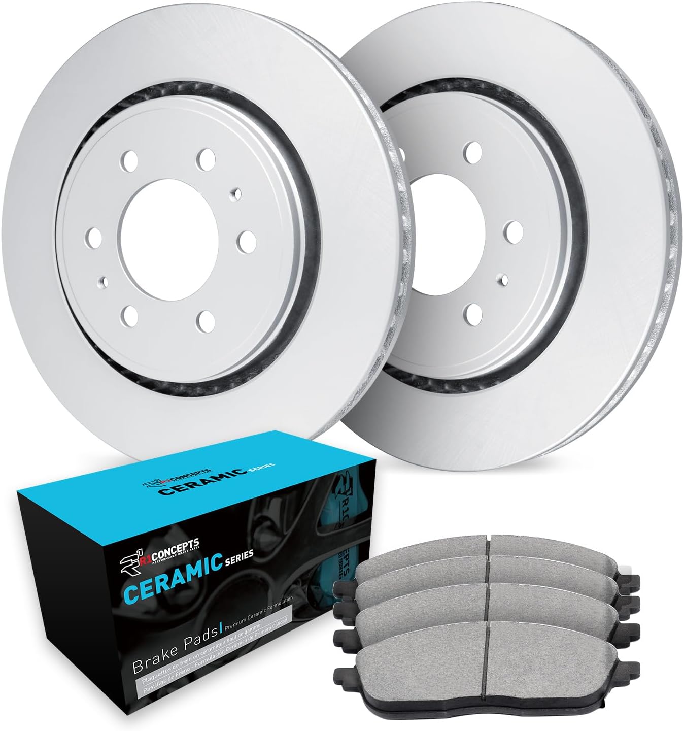 R1 Concepts Front Brake Kit For 1985 Nissan 720, 1986-1994 Nissan D21, 1998-2002 Nissan Frontier, 1987-1995 Nissan Pathfinder| Blank Brake Rotors| Ceramic Brake Pads and Rotors Kit