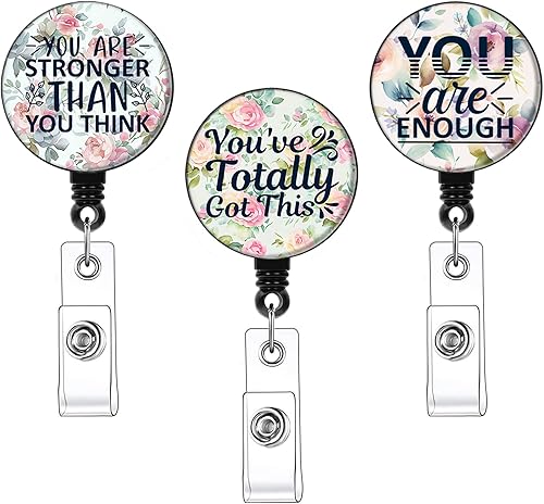 Paquete de 3 carretes para insignias, lindo soporte retráctil con clip de identificación para enfermera, accesorios para el trabajo, divertidos