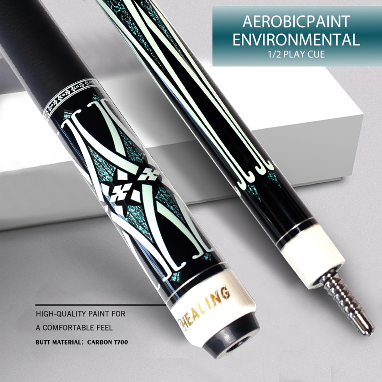 KHEALING Carbon Fiber Billiards, Handmade 58 inches, 19-20oz, 1/2 Joint, 11.8mm Head Billiards Cue, Snooker Cue Suitable for Eight, Nine Balls, French Billiards, Snooker