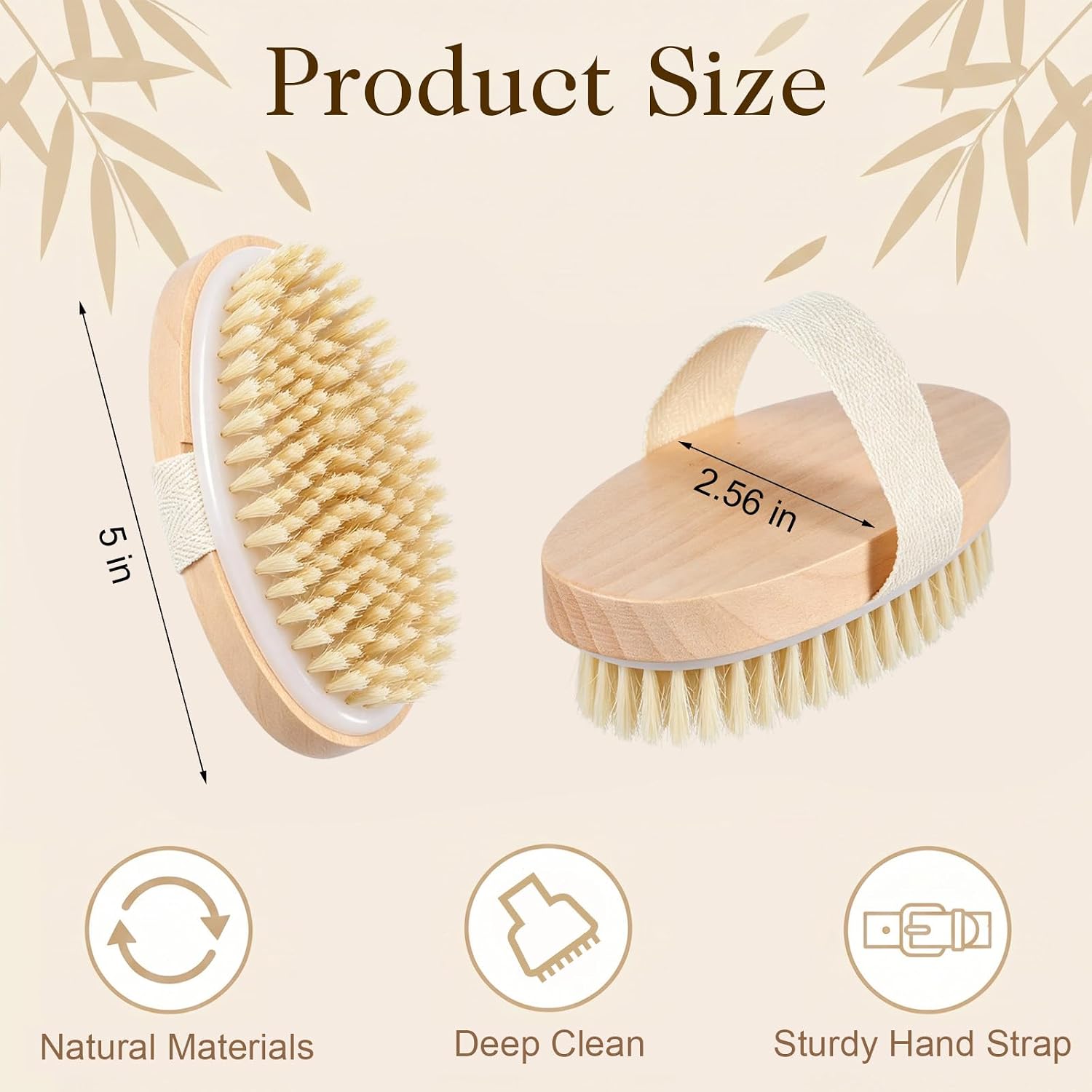 12 Pcs Natural Bristle Exfoliating Brush, Dry Brushing Body Brush