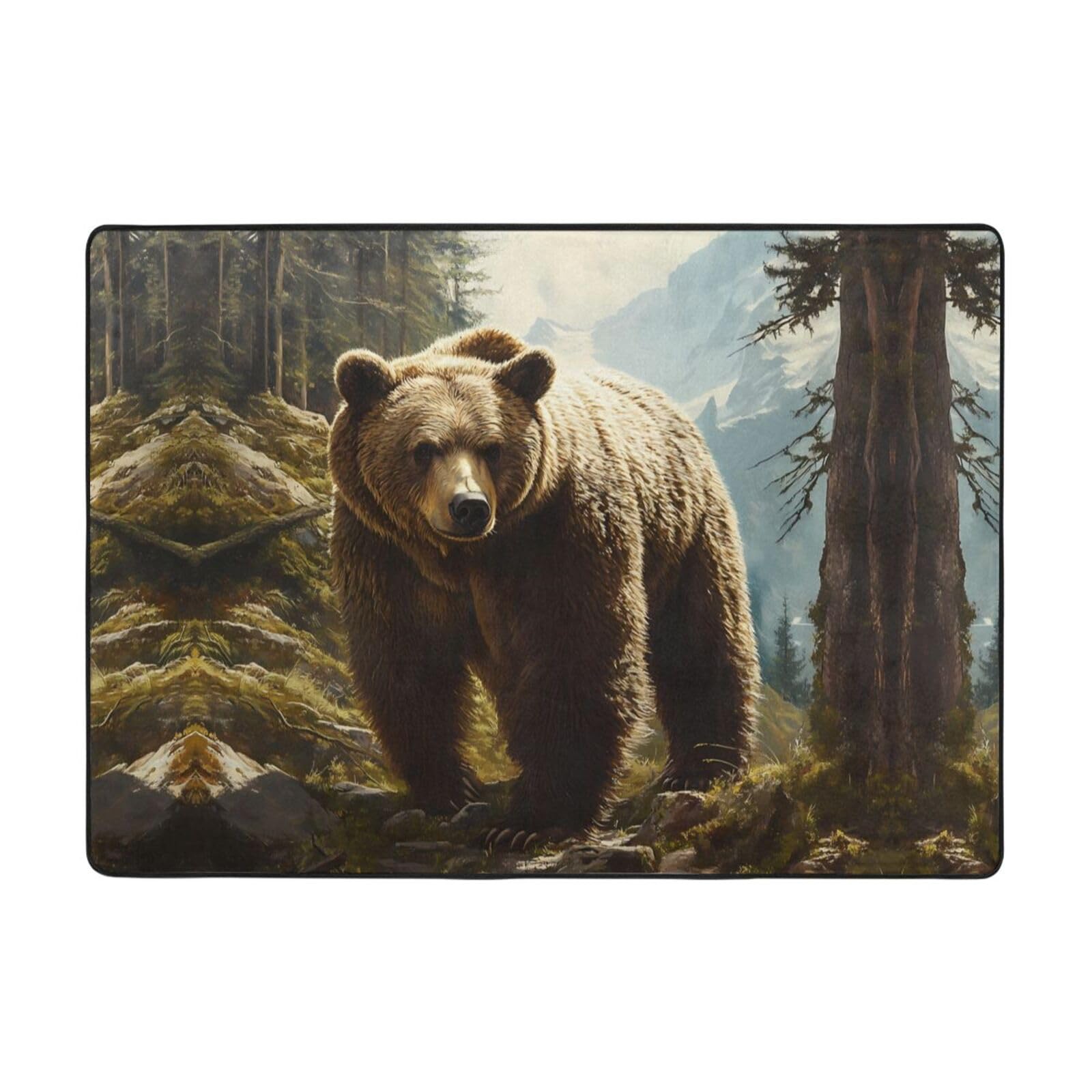 Tapis forêt et ours doux pour créer un coin lecture sur le balcon