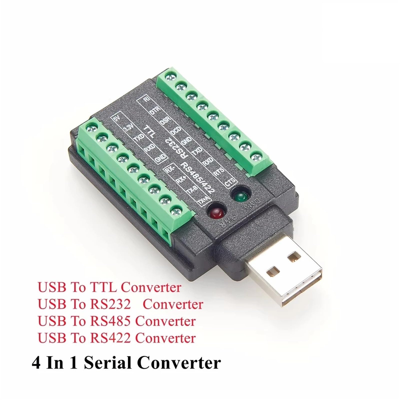 Convertidor Serie Industrial 4 en 1 USB a RS232 RS485 RS422 TTL con Chip FT232RNL USB 2,0 A A Adaptador de Bloque de terminales