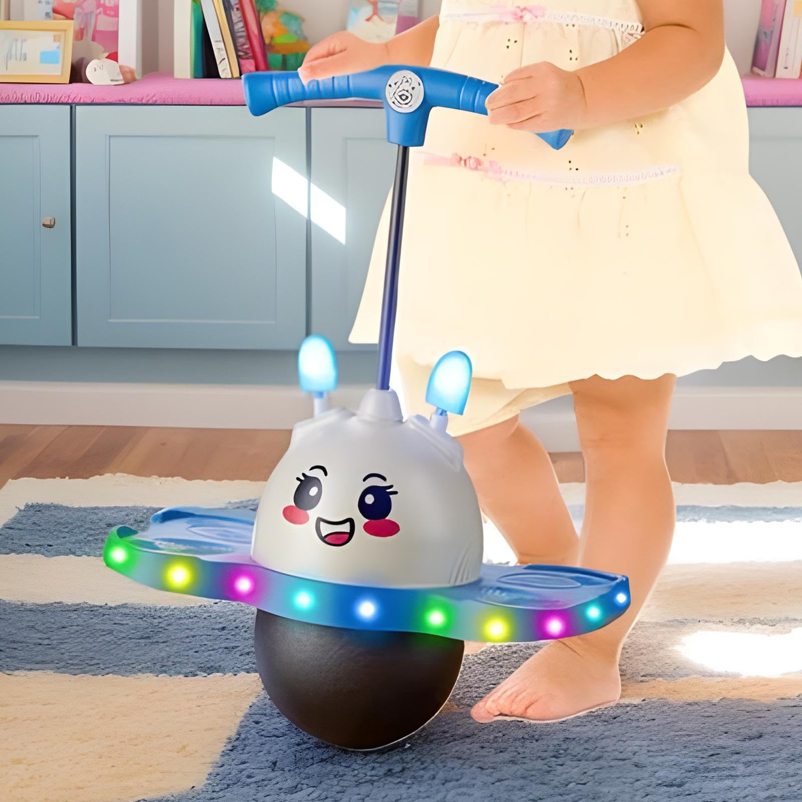 Springball – Belastung 100 kg 43 x 69 cm PP PVC, helle Hüpfausrüstung mit verstellbarem Seil | Kinder Kinder Mädchen Erwachsene Sport im Freien Indoor Partys Haus Hof Fitnes