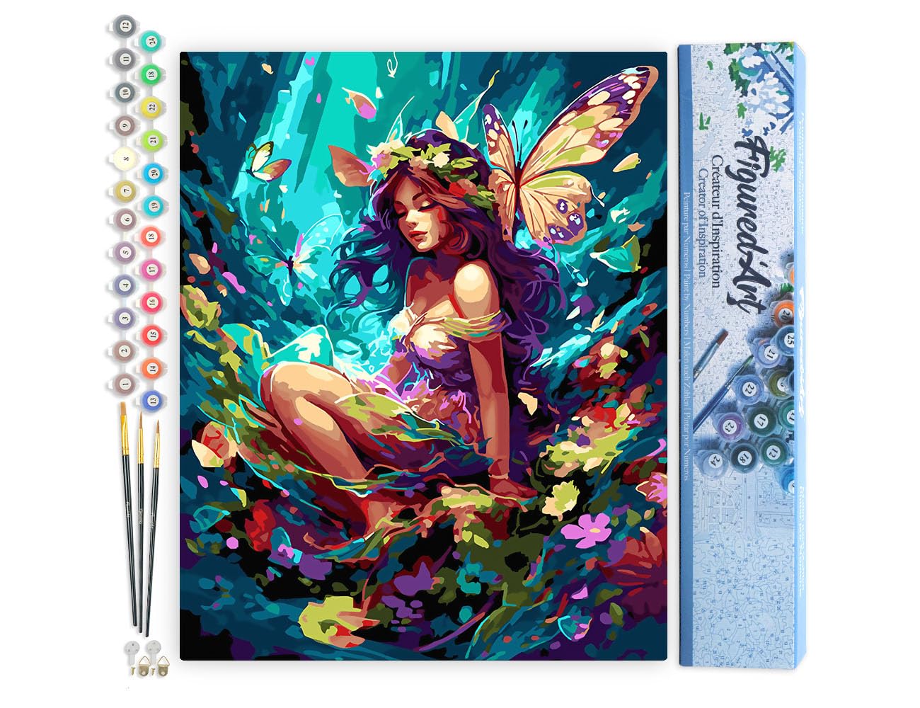 Figured'Art – Dipingere Con I Numeri Kit "Ali Di Farfalle" – Tela 40x50 Cm Senza Cornice – Hobby Creativo Per Adulti, Paint By Numbers