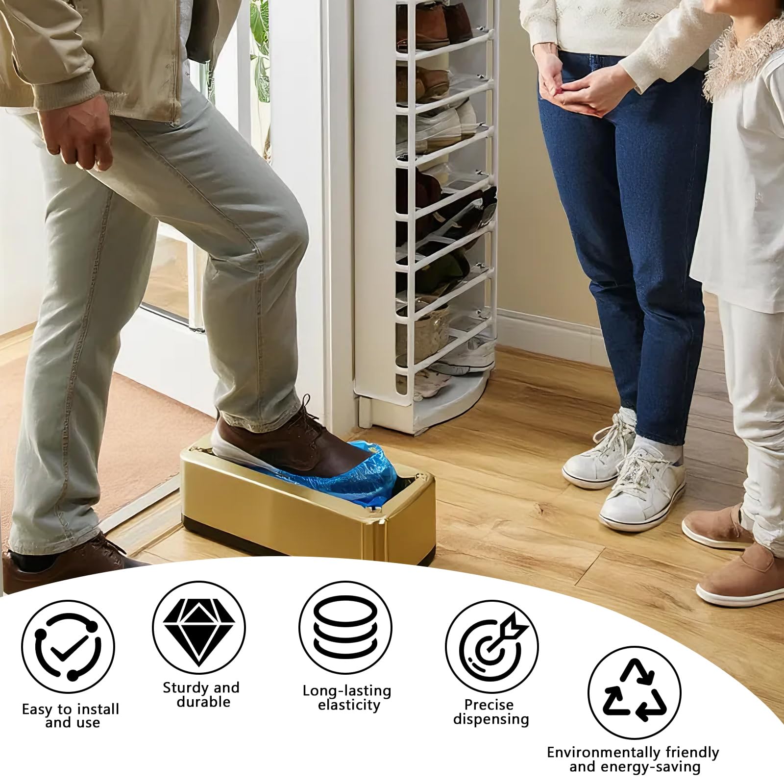 Copriscarpe automatico, con 300 pezzi, usa e getta, per casa, ufficio, ufficio, hotel, fabbrica (oro)