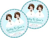Vista 10 de Calcomanías de primera comunión para niñas, calcomanías de comunión de hermanas, calcomanías de comunión de gemelos para niñas, calcomanías