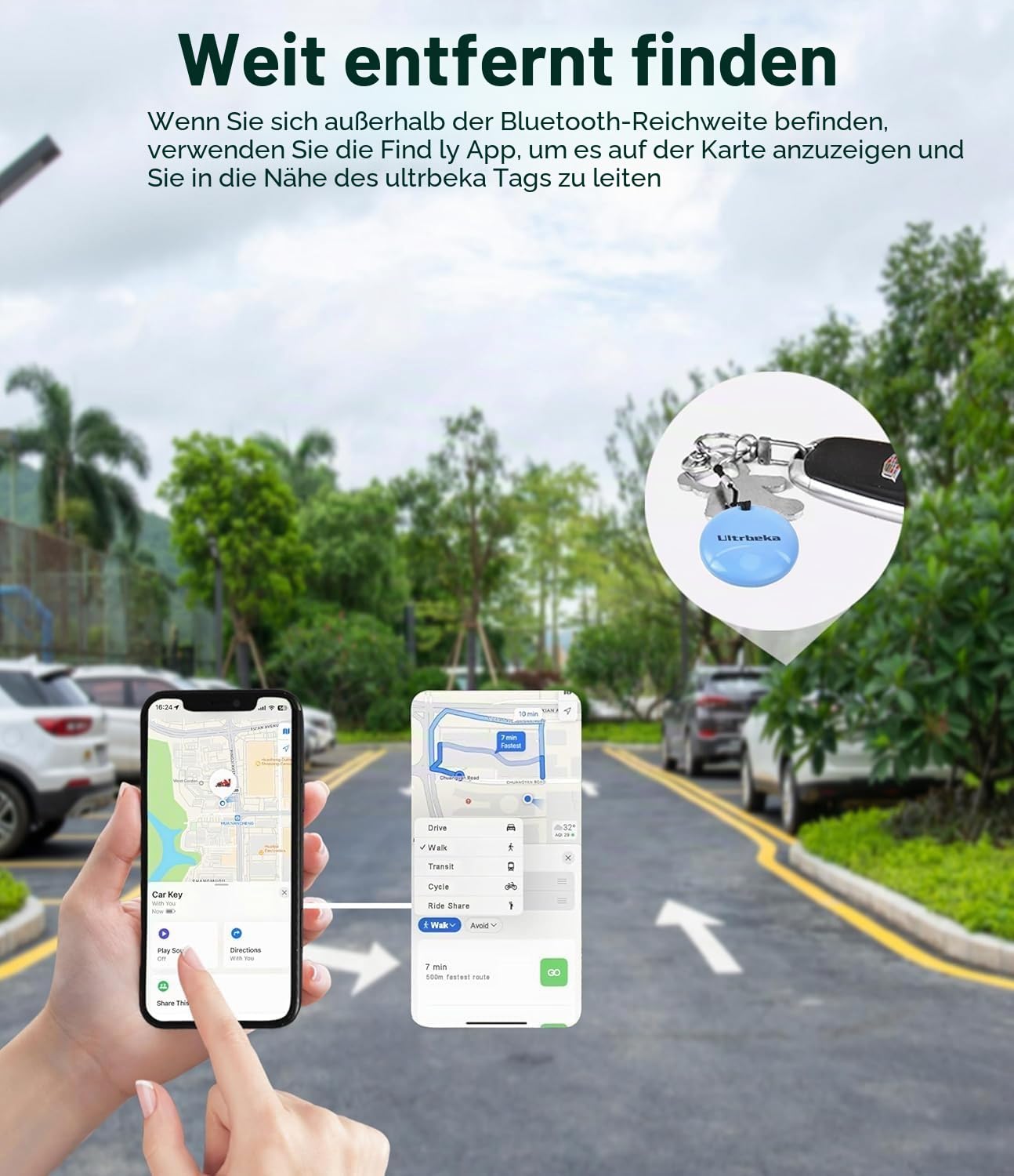 Ultrbeka Air Tracker Tag 4er Pack Bluetooth Finder für iPhone, MFi Zertifiziert, kompatibel mit Apple Find My, IP67 wasserdicht, Schlüsselfinder für Wallet, Gepäck, Schlüsselfinder, Fahrrad