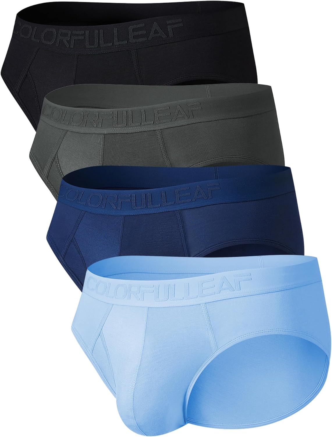 COLORFULLEAF Mens Underwear Briefs Soft bamboo rayon underwear for Men Tagless Pouch Briefs with Fly 3 or 4 Pack