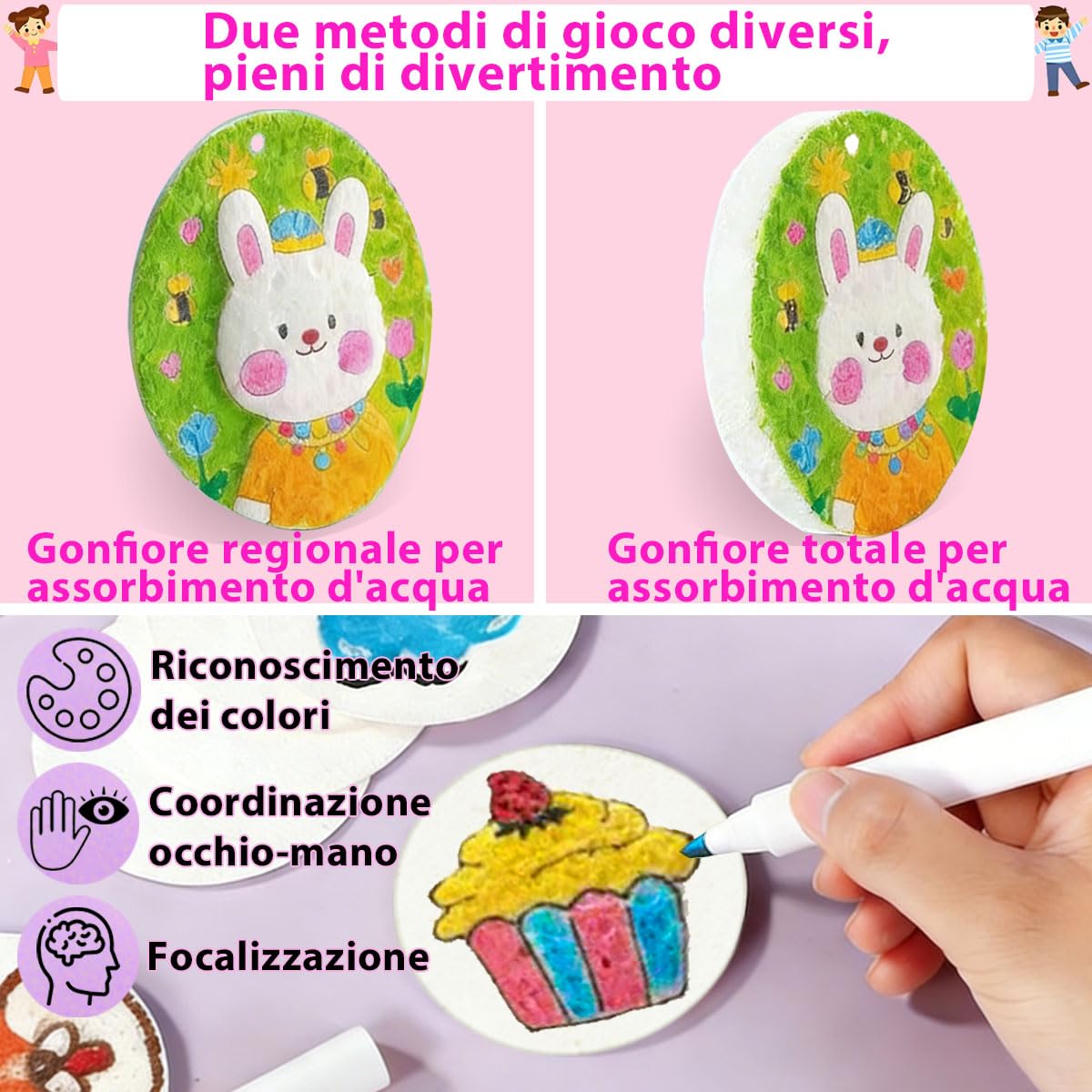 Magic Puffy Paint, 64 Pezzi Kit di Soffice, 40 Fogli Carta Dipingere con Texture in Schiuma, 12 Penne Colorate, Texture in Pittura Magica, Regali Compleanno e di Festa Creativi Pittura Magica Bambini