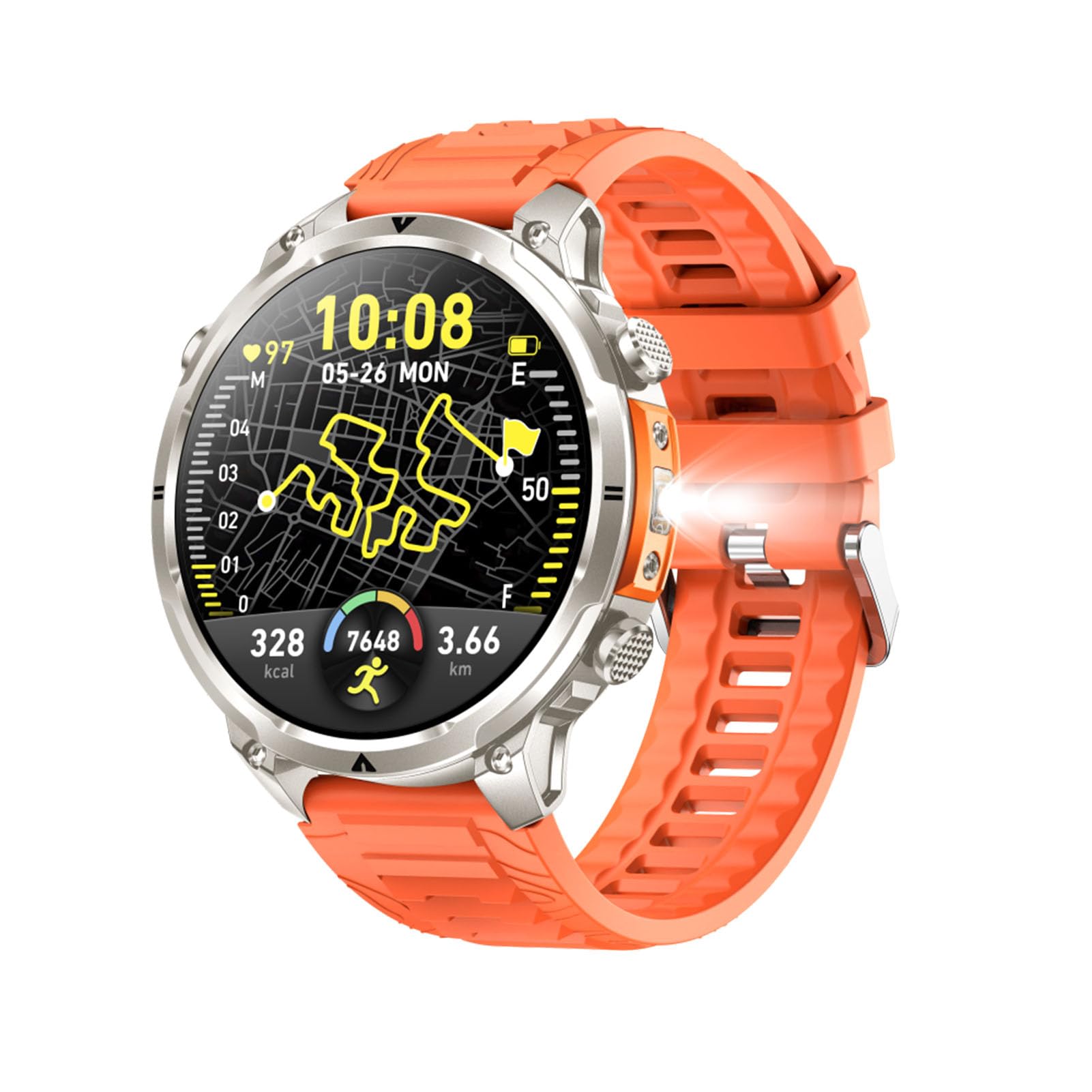 GPS Orologio Collegato Uomo Donna Sport Impermeabile Multiattività Pedometro Chiamate Bluetooth10 giorni di autonomia Monitor Frequenza Bussola Monitoraggio della Pressione Atmosferica, Altimetro 1ATM