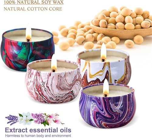 Miniatura 2 de 6 velas perfumadas para el hogar, 108 horas de larga duración, velas de soja orgánica, lavanda, limón, gardenia y 6 otros aromas para el hogar y el