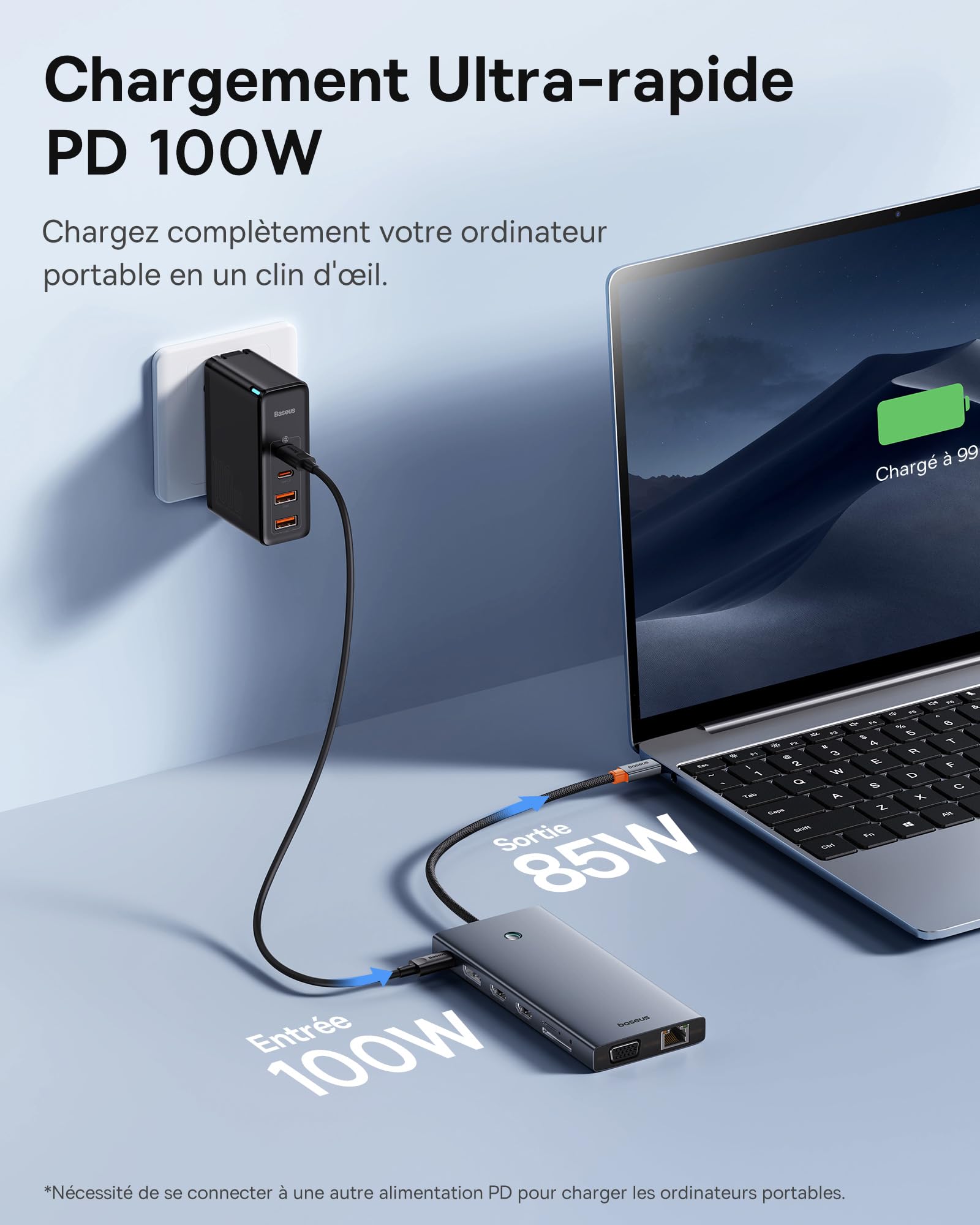Station d'accueil USB C Hub, Baseus 13-in-1 Station d'accueil 2 HDMI 4K@60Hz, DisplayPort, VGA, Transfert de données 10Gbps, PD 100W et Ethernet pour Ordinateur Portable Dell/HP/Lenovo/Surface