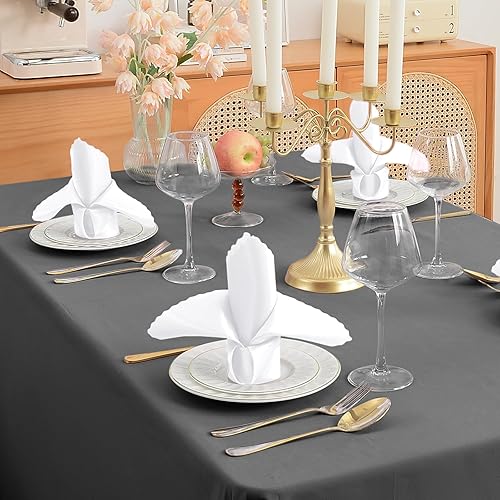 Miniatura 4 de RUDONG M Paquete de 72 servilletas de satén blanco, 17 x 17 pulgadas, servilletas de tela suave con bordes festoneados, servilletas de mesa