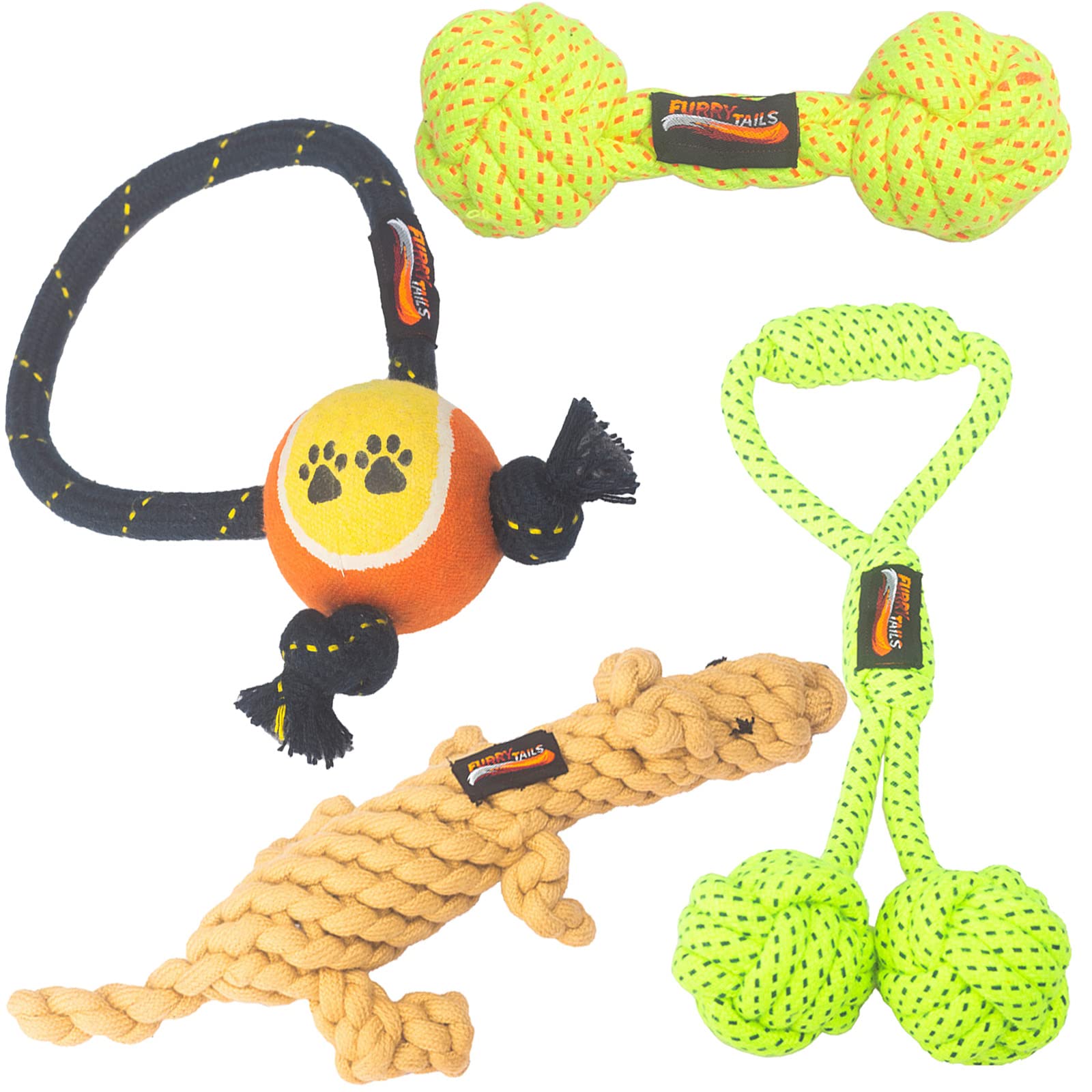 FURRY TAILS Combo of Dog Rope Toys, Chew Toy, for Aggressive Chewers, Playful Rope Toys, for Strong Teeth and Gums(Rope Loop Toy+ Dumble + Ball Toy+ Animal Toy) Combo of 4 for Medium and Large Dogs (B0C2VG1YC1) Amazon Price History, Amazon Price Tracker