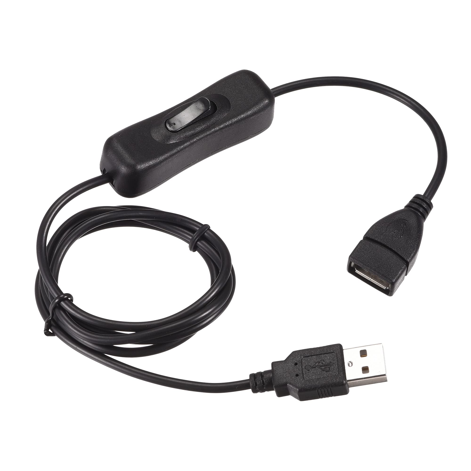 Sourcing Map USB Kabel Mit Ein/Aus-Schalter – 1 M, Schwarz – USB-Stecker Auf Buchse – Für LED-Lampen, Lüfter & Streifen – Max. 5V/2A