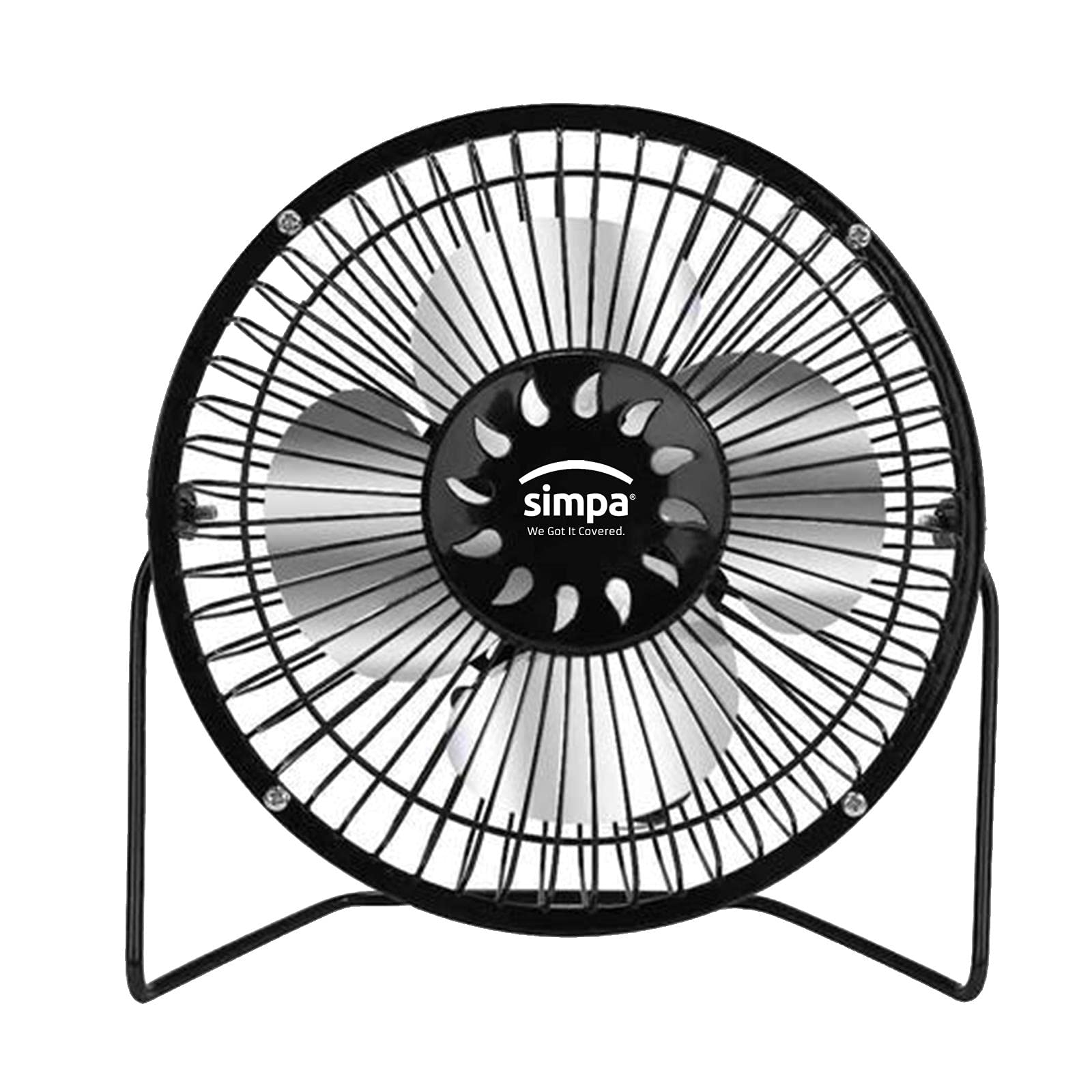 6" Single Speed Black Portable USB Desk Fan, Tilt Adjustable Head, Quiet 2.5W Operation with 1.2m Cord Length - Suitable for Home or Office Use.