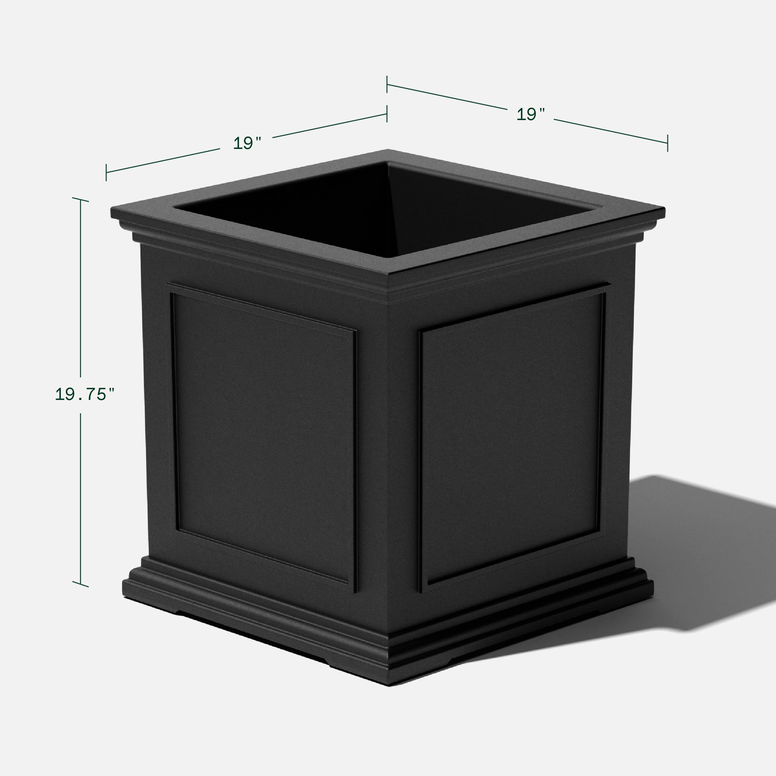 Veradek Brixton Cube Planter, Black, 20.75 in Height, 19 in Width, 19 in Length, Outdoor Use