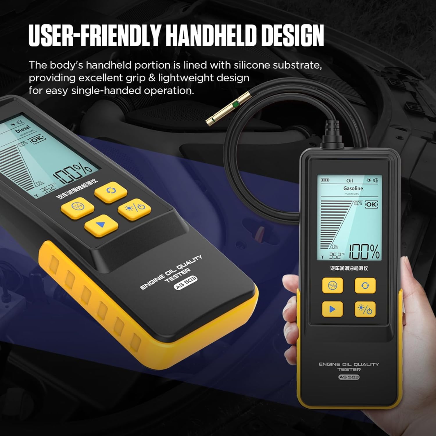 AS503 Engine Oil Quality Tester display details