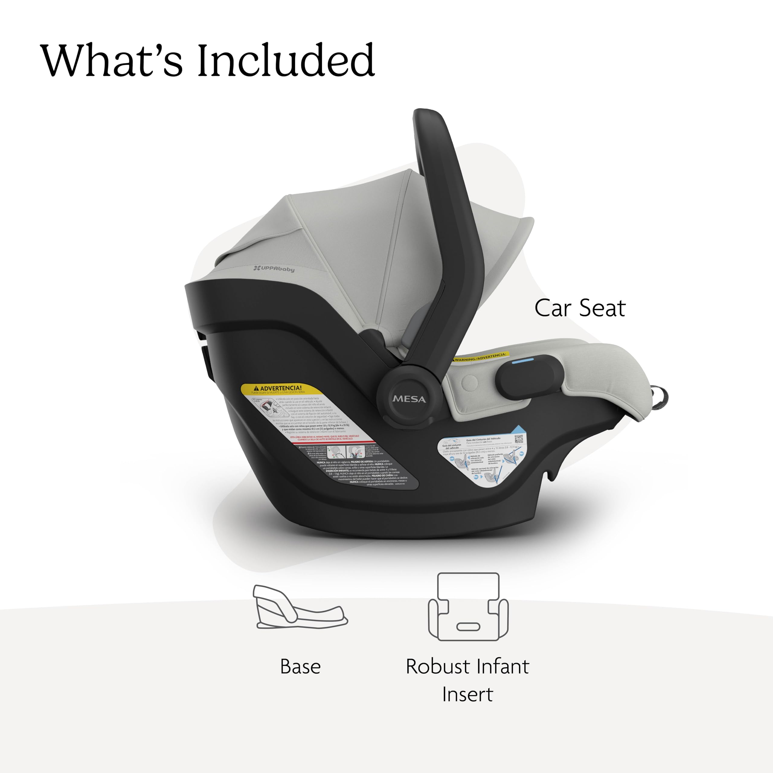 UPPAbaby Mesa V3 Infant Car Seat - Easy Installation + SmartSecure Technology - Attaches to Stroller | Base + Infant Insert Included - Savannah (Grey Mélange)