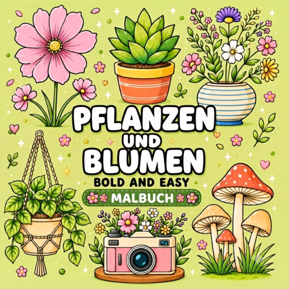 Blumen Malbuch für Erwachsene | Bold and Easy Coloring Book: Bold & Easy Ausmalbuch mit 50 wunderschönen Blumen, botanischen Motiven und Gartenblüten ... Stressabbau und kreativen Auszeit