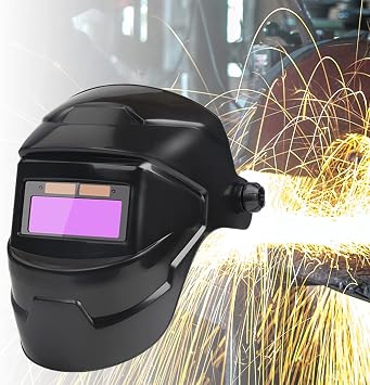 Welding Helmet with Light, Solar Powered Welding Helmet Auto Darkening LCD Clear Welding Shields Grinding Hood Safety Gear Black