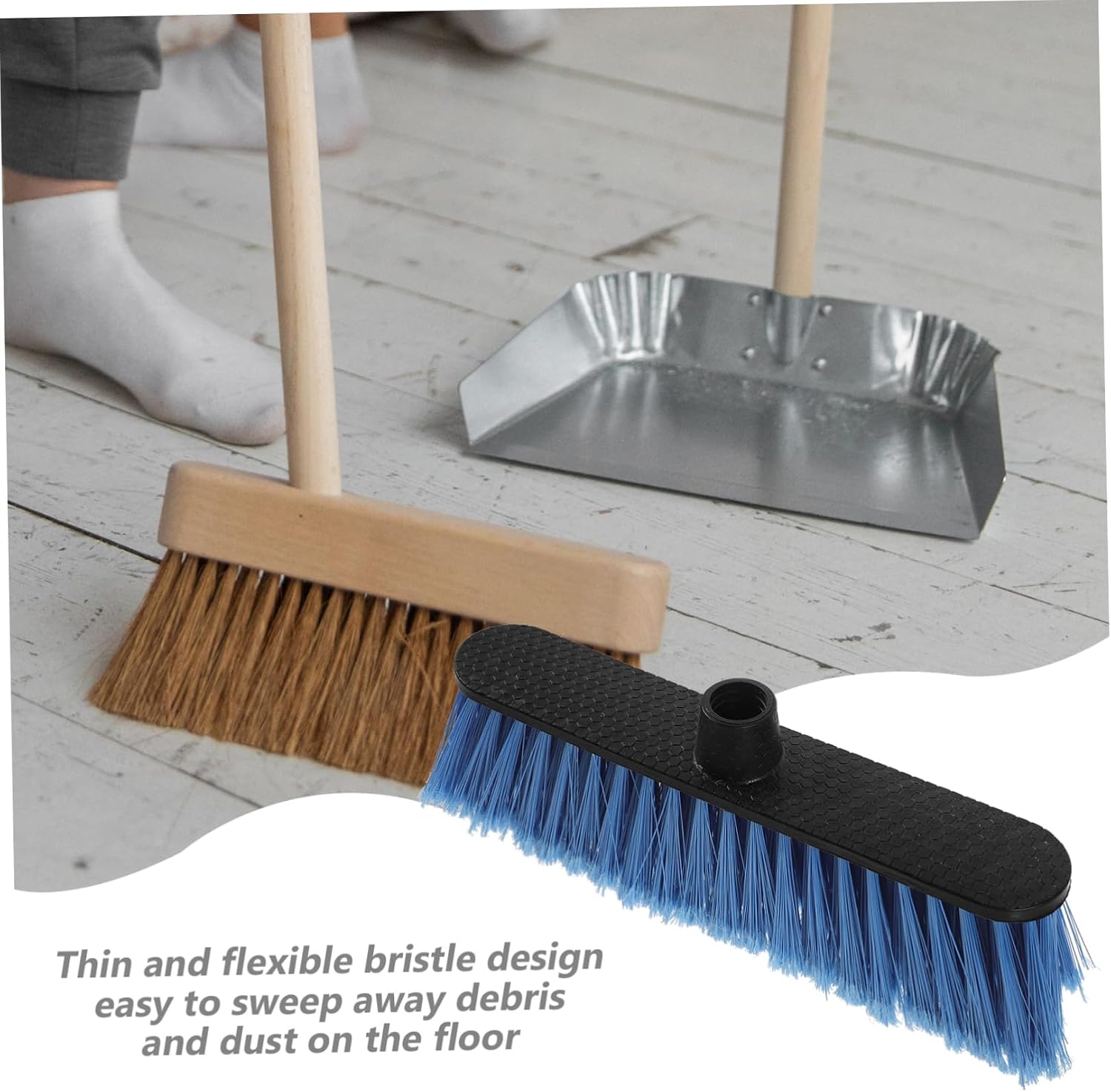 Healeved 4pcs Replacement Broom Heads for Sweeping Plastic Sweeper Part for Kitchen Easy to Clean Broom Head