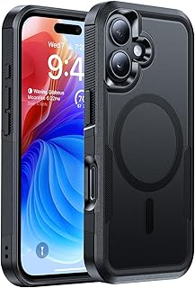 Magnetic for iPhone 17 Case Rugged Dual-Layer Shockproof Black | Military-Grade Heavy Duty Protection, Fit for Magsafe, Matte Finish Scratch Resistant Anti-Fingerprint, Anti-Slip Phone Cover