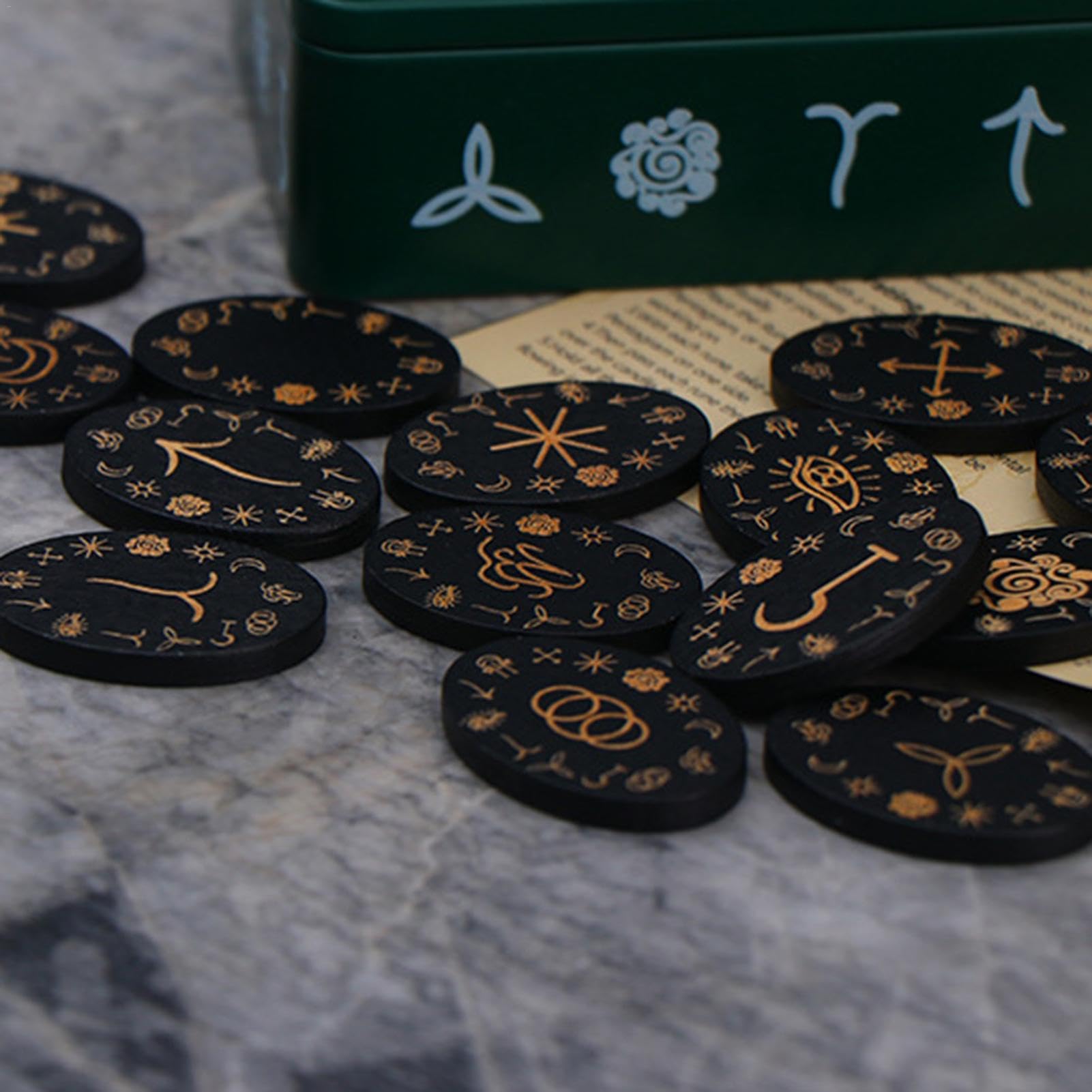 Witches Runes Kit, Wooden Runes & Book | Witches Runes Kit With