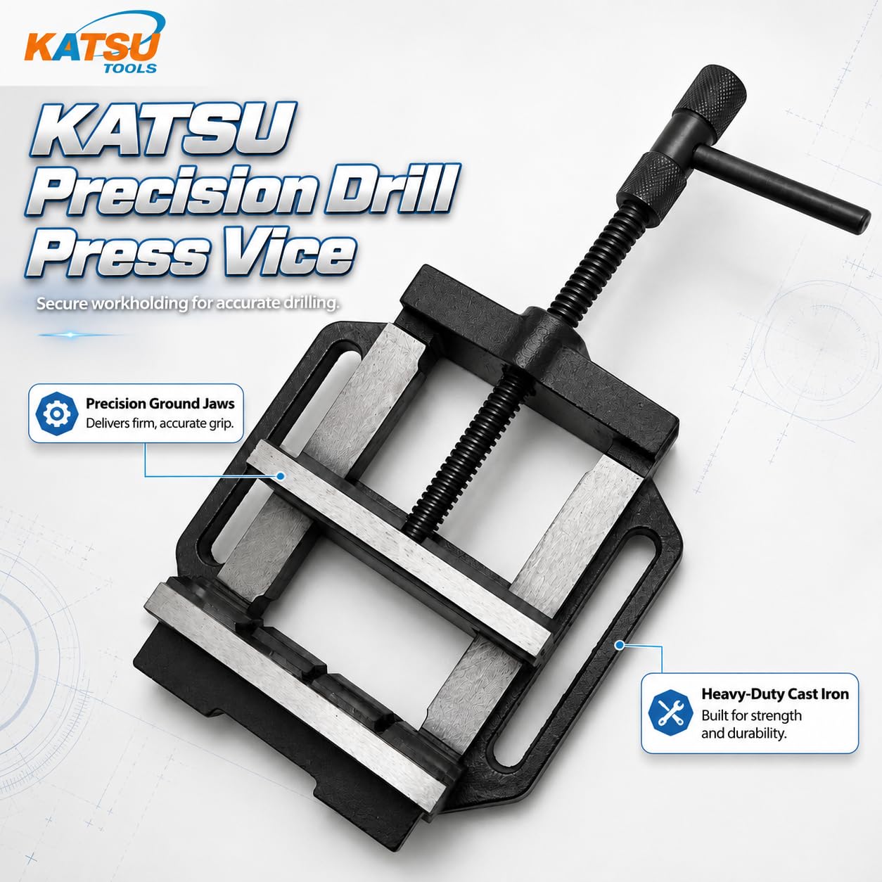 KATSU Tornillo de Banco de Prensa de Taladro 6" 150mm Precisión Profesional Tipo Alemán Pilar Banco Taladro Vice Abrazadera para Taller Fresadora Maquinaria 4022766