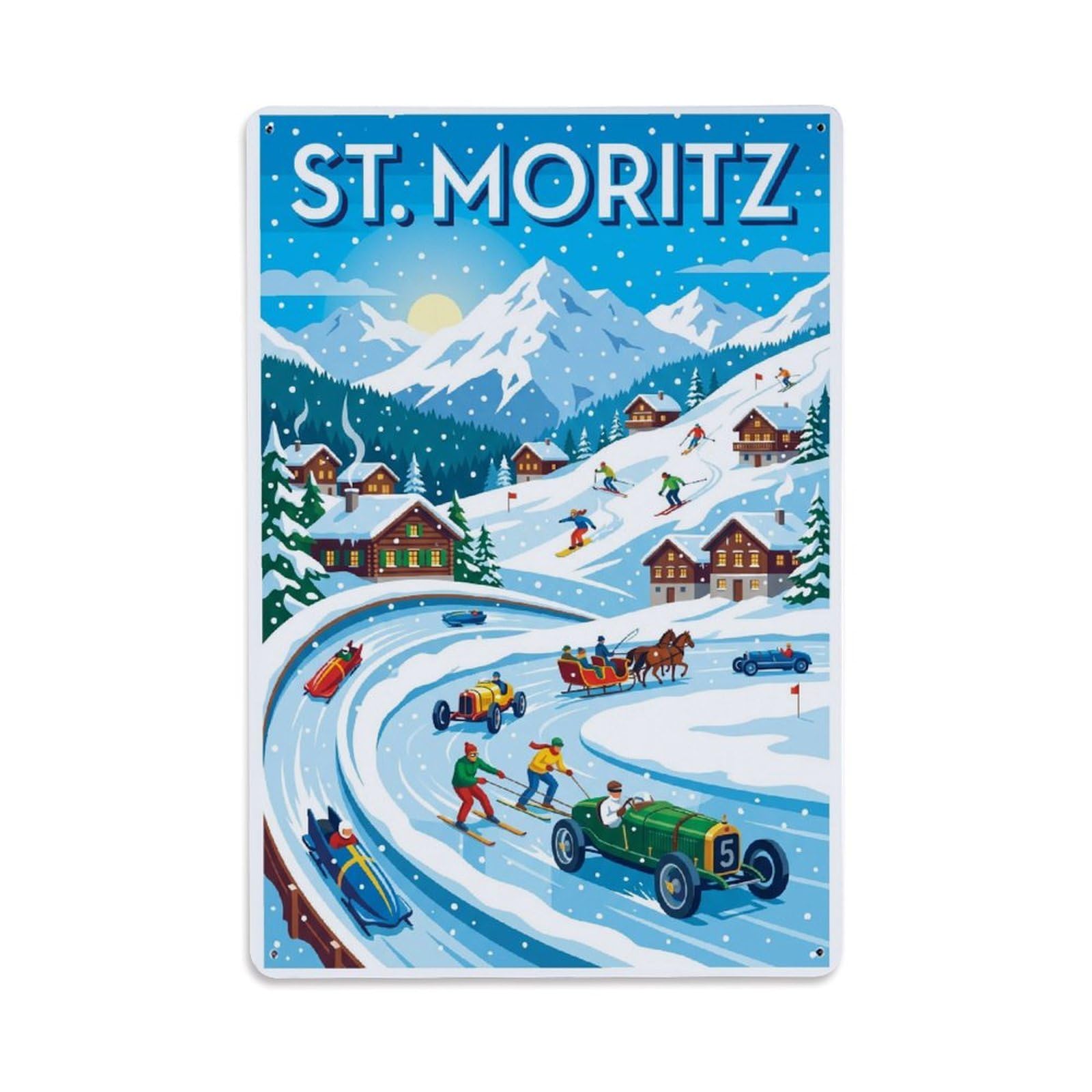 Olhnbad Style Luxury Alpine Travel Switzerland Vintage Metal Tin Sign