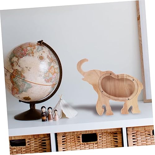 Miniatura 5 de HAPINARY Alcancía de elefante para niños, esculturas para decoración del hogar, alcancías para niños, hucha de animales de madera, contenedor de