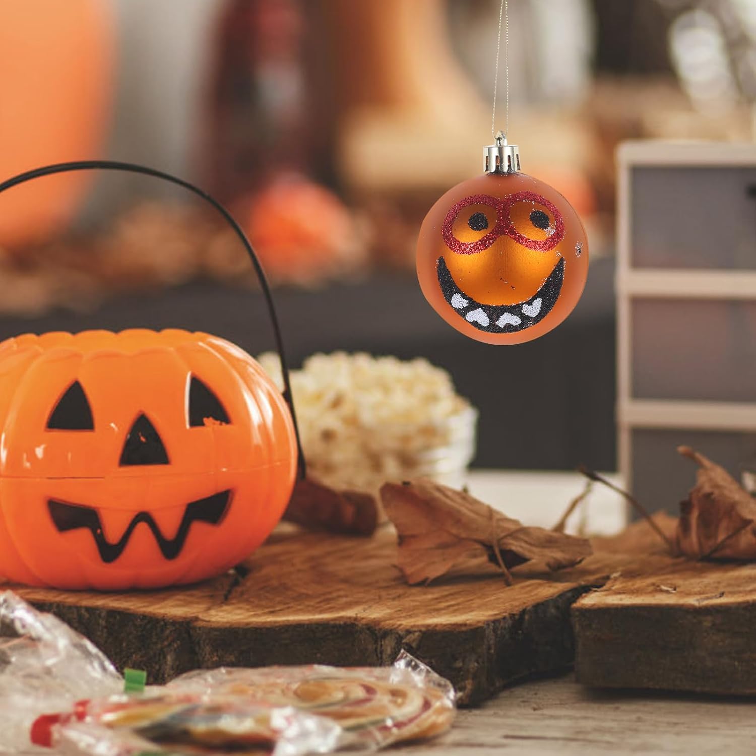12pcs Christmas Hanging Balls Ornaments: 2.36 Plastic Glitter Shatterproof Balls for Decorations - Pumpkin Jack Spider Eyeball Decor for Party Holiday Tree Haunted House Party