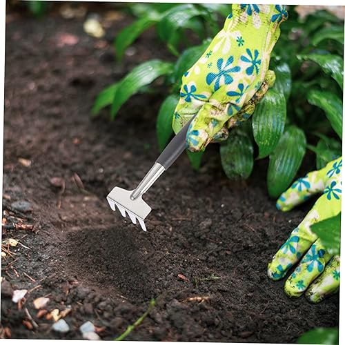 Miniatura 3 de Yardwe Juego de 3 palas de jardinería de acero inoxidable, herramientas de jardinería multifuncionales, mango antideslizante, fácil de sostener