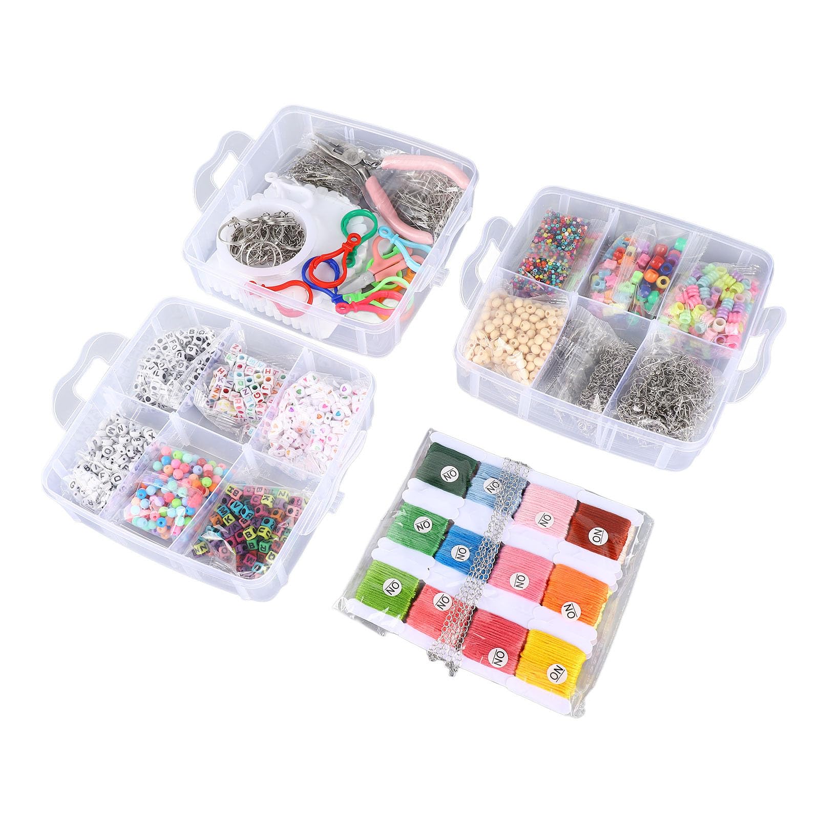 ChengyuWei Kit para hacer pulseras, suministros para hacer joyas, 3352 cuentas con 1255 adornos colgantes, 48 ​​herramientas e hilos, cuentas acrílicas para pulseras, collares, pendientes,