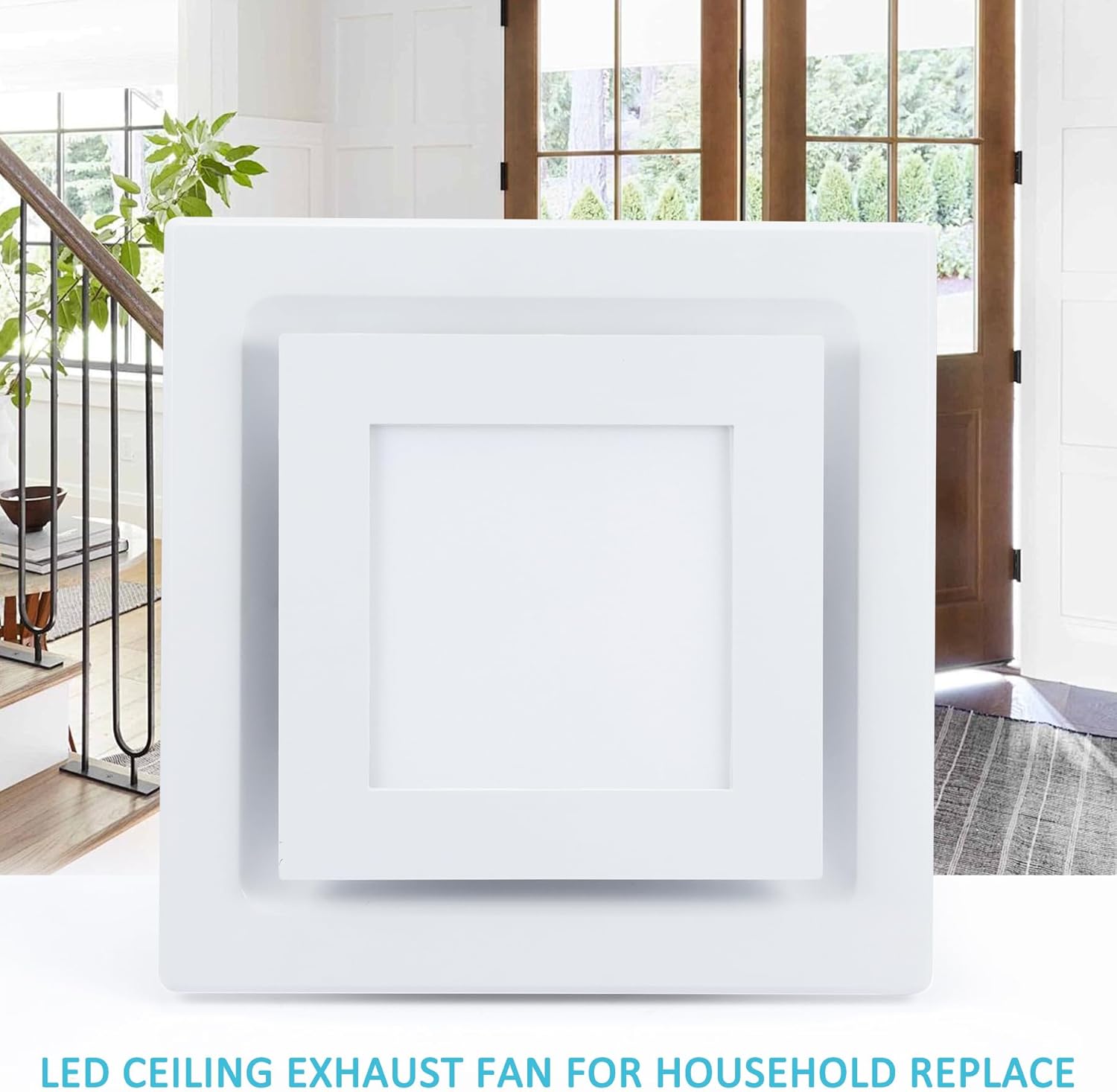 Bathroom Exhaust Fan with Light, 95CFM Bathroom Exhaust Fan, Bath Vent Fan w/ 8" x 8" Panel, 5000K LED, Driver, Back Damper for 4" Duct Shower, Restroom, Office, Toilet