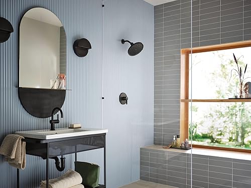 Miniatura 3 de Moen 220R3BL Verso - Cabezal de ducha de lluvia ajustable de 9 pulgadas de diámetro, color negro mate