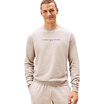 Tommy Hilfiger Uomo Felpa Track Top con Scollo Rotondo, Beige (Heathered Pebble), XXL