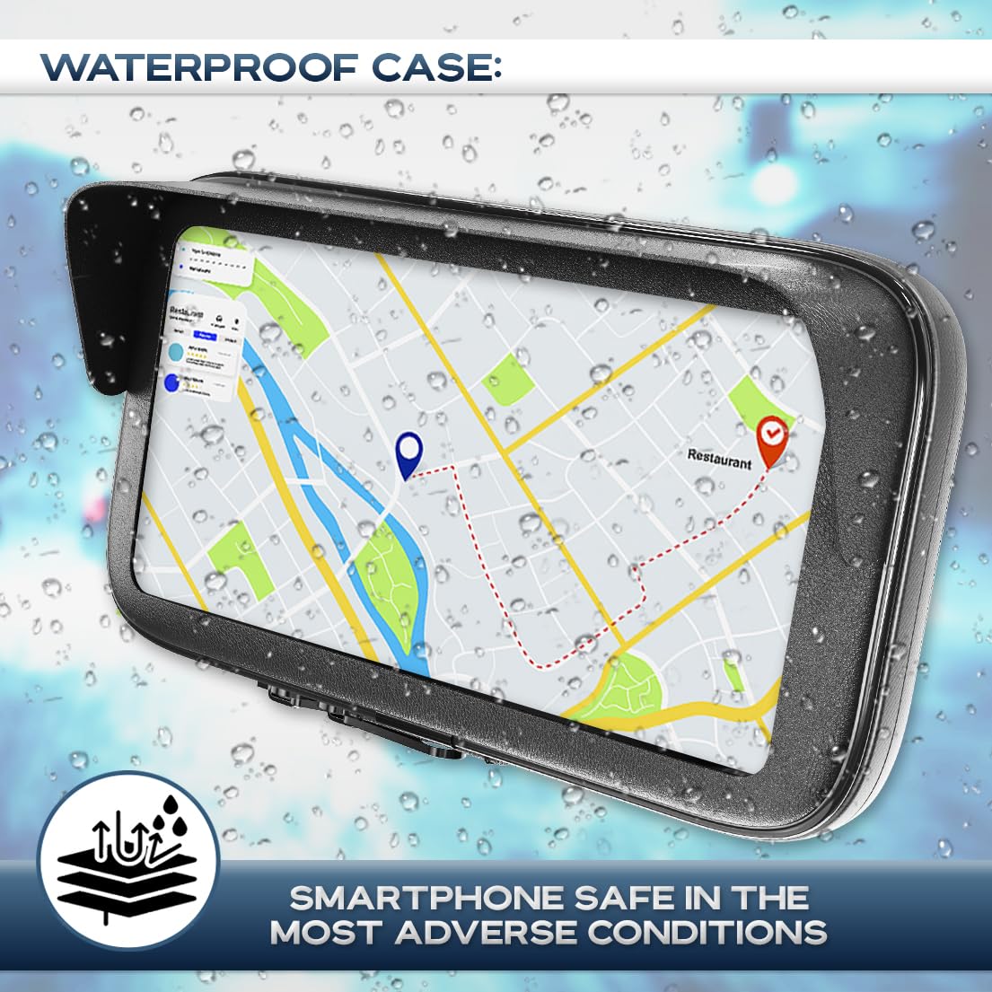 Support Telephone Moto Velo Etanche Coque avec Visiere antireflet valable pour Les Smartphones jusqu'a 7,5" Fixation de Guidon incassable à Double vis