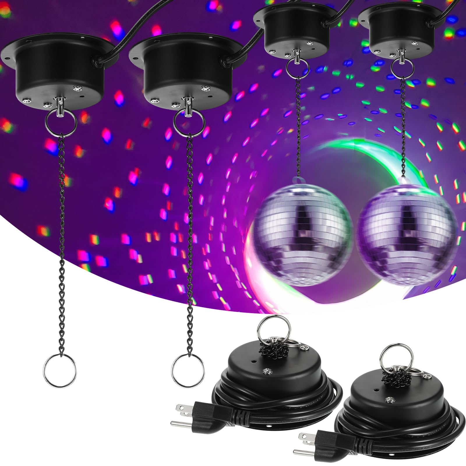 Therwen 6 Pcs 3 Pcs Disco Ball Motor, 3rpm Mirror Ball for 12-16" Under