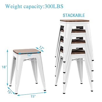 Amazon.com: Andeworld 18 Inch Stools Set of 4,Industrial
