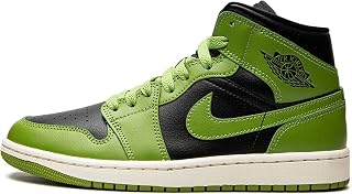 Jordan Womens WMNS Air 1 Mid BQ6472 031 Altitude Green - Size 6W, Black/Altitude Green-sail, 3.5 UK