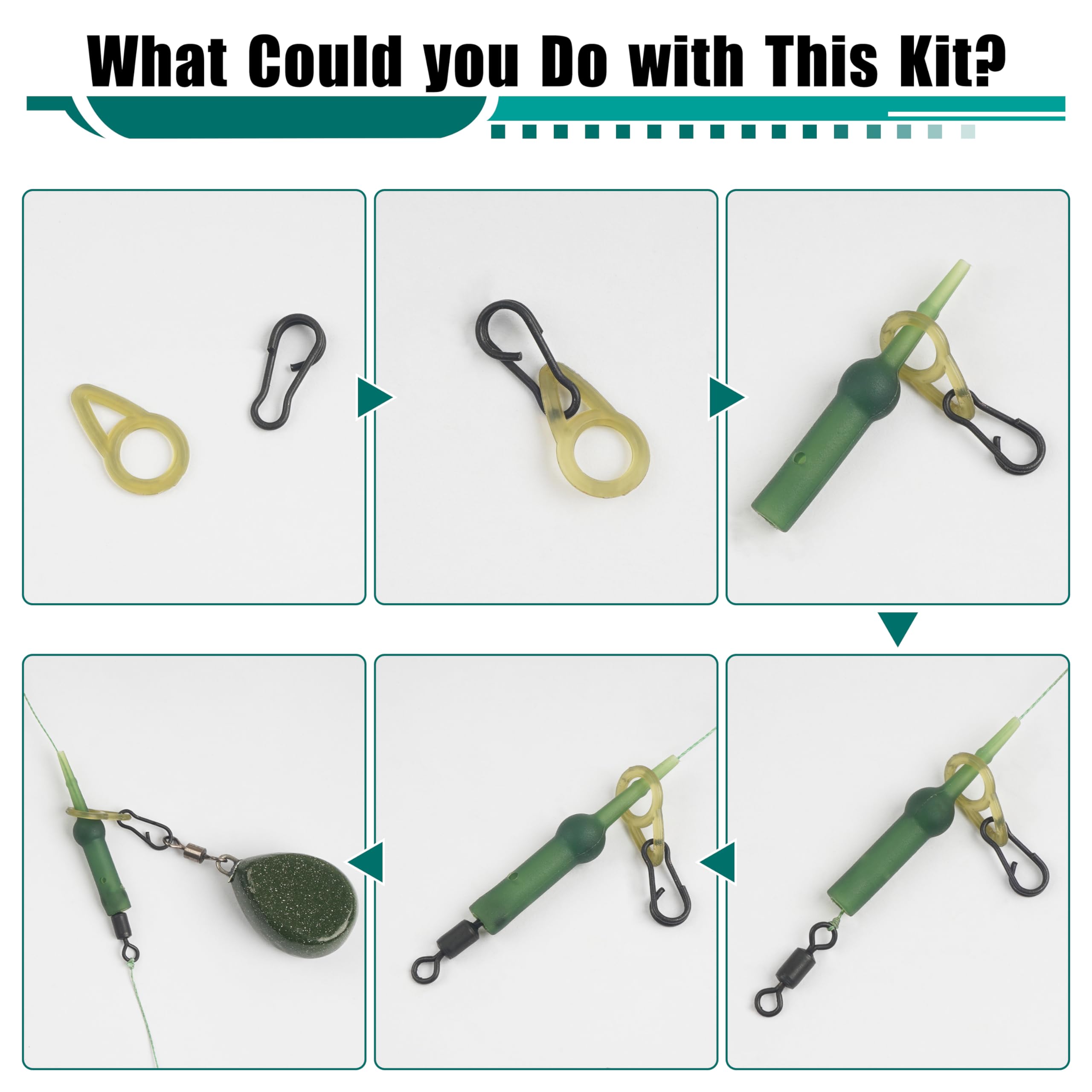 OROOTL Carp Fishing Tackle Set Carp Rigs Making Kit for Beginners Include Hooks Safety Clips and Rolling Swivels, Beads - Image 4